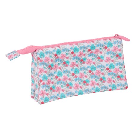 Trousse Fourre-Tout Triple Safta Flores 22 x 12 x 3 cm