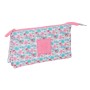 Trousse Fourre-Tout Triple Safta Flores 22 x 12 x 3 cm