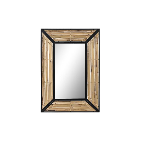 Miroir mural DKD Home Decor Verre Noir Métal Rotin (55,5 x 1,5 x 81 cm)