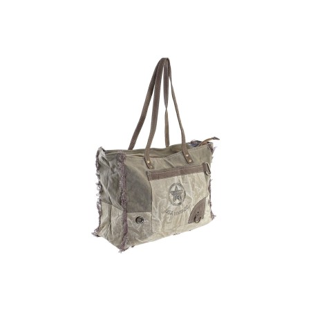 Sac DKD Home Decor Gris Polyester Cuir 80 % coton (43 x 15 x 34 cm)