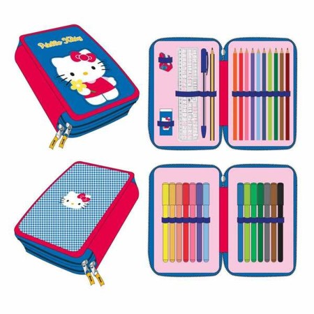 Pochette crayons Hello Kitty Bleu 12,5 x 19,5 x 4,5 cm