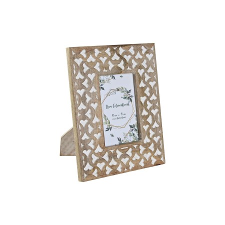 Cadre photo DKD Home Decor Verre Marron Blanc Bois de manguier Arabe (20,5 x 1,5 x 25,5 cm)