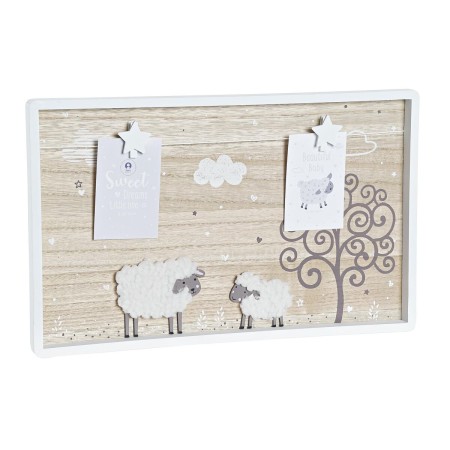 Cadre photo DKD Home Decor Naturel Blanc Bébé Mouton Bois MDF (40 x 2 x 25 cm)