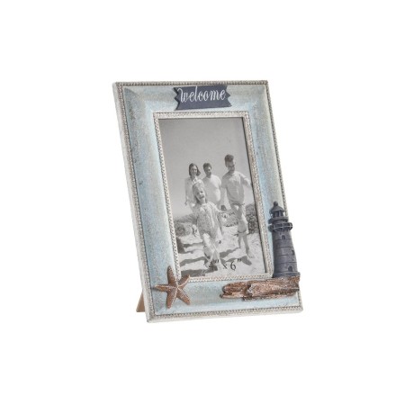 Cadre photo DKD Home Decor Verre Bleu Bois MDF méditerranéen (16 x 2,5 x 20,5 cm) (2 Unités)