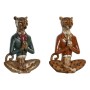 Figura Decorativa DKD Home Decor Azul Marrón Dorado Leopardo 16 x 9,5 x 23 cm (2 Unidades)