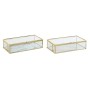Caja-Joyero DKD Home Decor Dorado Metal Cristal 20 x 11 x 5 cm 22 x 12 x 7 cm (2 Unidades)