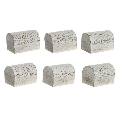 Caja-Joyero DKD Home Decor Blanco Dorado Aluminio Madera de mango 7,5 x 5,3 x 5,3 cm (6 Unidades)