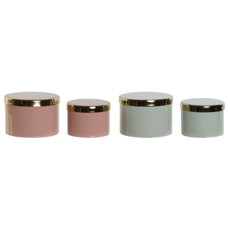 Caja-Joyero DKD Home Decor Verde Coral Hierro 13 x 13 x 9 cm (2 Piezas) (2 Unidades)