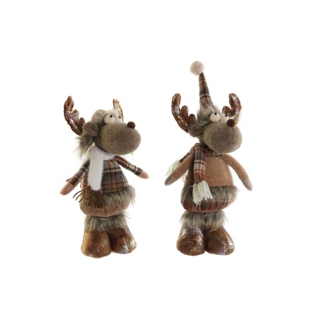 Adorno Navideño DKD Home Decor Marrón Reno 14 x 12 x 35 cm (2 Unidades)