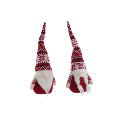 Adorno Navideño DKD Home Decor Blanco Rojo Gnomo 16 x 11 x 42 cm (2 Unidades)
