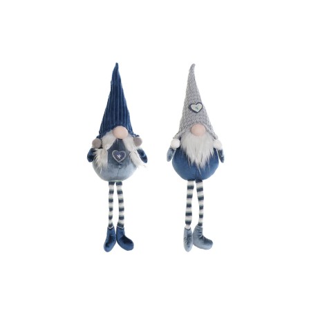 Adorno Navideño DKD Home Decor Azul Blanco Gris Gnomo 13 x 12 x 54 cm (2 Unidades)