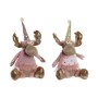 Adorno Navideño DKD Home Decor Marrón Rosa Dorado Reno 27 x 16 x 42 cm (2 Unidades)