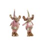 Adorno Navideño DKD Home Decor Blanco Rosa Dorado Reno 20 x 19 x 50 cm (2 Unidades)