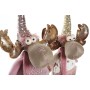 Adorno Navideño DKD Home Decor Blanco Rosa Dorado Reno 20 x 19 x 50 cm (2 Unidades)