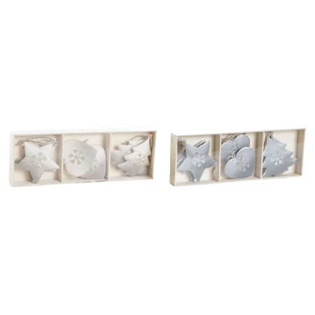 Décoration Suspendue DKD Home Decor Blanc Gris Métal 7 x 2 x 7 cm (6 Pièces) (2 Unités)