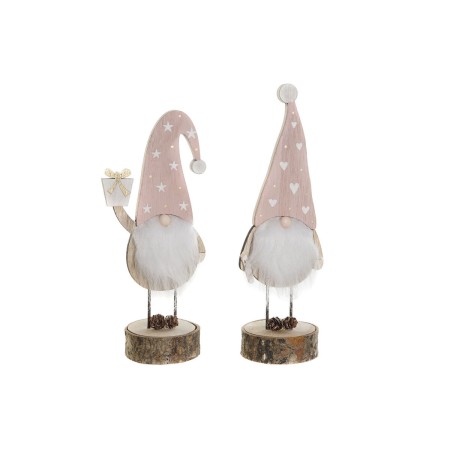 Adorno Navideño DKD Home Decor Natural Rosa claro Gnomo 10 x 8 x 23,5 cm (2 Unidades)