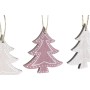Decoración Colgante DKD Home Decor Rosa Rosa claro Madera 6,5 x 1 x 6,5 cm (9 Piezas) (3 Unidades)