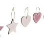 Decoración Colgante DKD Home Decor Rosa Rosa claro Madera 6,5 x 1 x 6,5 cm (9 Piezas) (3 Unidades)