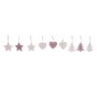 Decoración Colgante DKD Home Decor Rosa Rosa claro Madera 6,5 x 1 x 6,5 cm (9 Piezas) (3 Unidades)