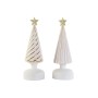 Adorno Navideño DKD Home Decor Blanco Dorado 9 x 9 x 25 cm (2 Unidades)