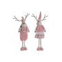 Adorno Navideño DKD Home Decor Blanco Marrón Rosa Reno 17 x 12 x 66 cm (2 Unidades)