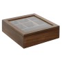 Caja para Infusiones Home ESPRIT Natural Cristal Madera de acacia 20,5 x 20,5 x 6,5 cm