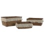 Juego de Cestas Home ESPRIT Blanco Natural Fibra natural Boho Desgastado (3 Piezas)