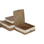 Juego de Cestas Home ESPRIT Blanco Natural Fibra natural Boho Desgastado (4 Piezas)