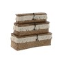 Juego de Cestas Home ESPRIT Blanco Natural Fibra natural Boho Desgastado (3 Piezas)