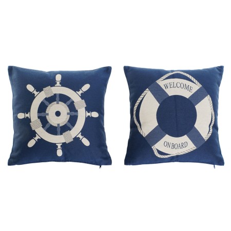 Coussin Home ESPRIT Bleu Blanc 45 x 10 x 45 cm (2 Unités)