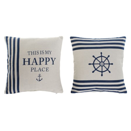 Coussin Home ESPRIT Blanc Blue marine 45 x 10 x 45 cm (2 Unités)