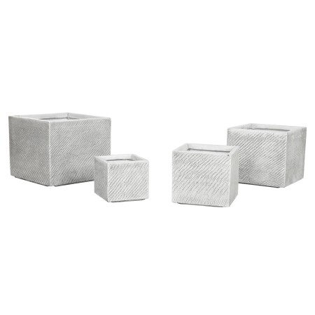 Macetero Home ESPRIT Gris Magnesio 37 x 37 x 31,5 cm (4 Unidades)