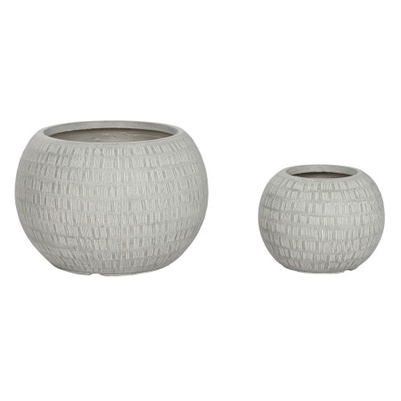 Cache-pot Home ESPRIT Gris Magnésium 55 x 55 x 38 cm (2 Pièces)