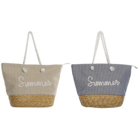 Bolso Mujer Home ESPRIT Azul Beige Natural 52 x 16 x 33 cm (2 Unidades)