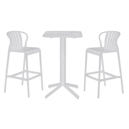 Ensemble Table + 2 Chaises Home ESPRIT Blanc Métal polypropylène 60 x 60 x 102 cm