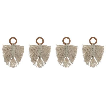 Rond de serviette Home ESPRIT Naturel Acacia Macramé 13 x 1 x 18 cm 4 Pièces