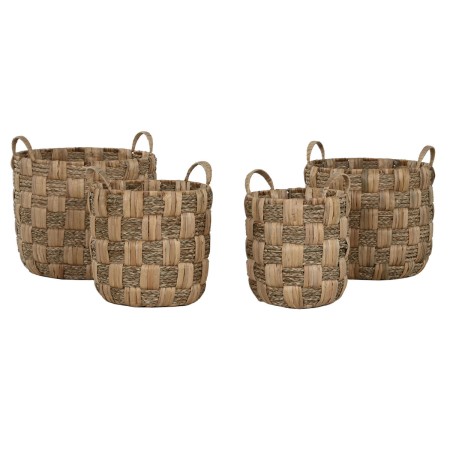 Juego de Cestas Home ESPRIT Natural Metal Jacinto de agua Boho (4 Piezas)