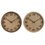 Reloj de Pared Home ESPRIT Marrón Natural Madera Ratán 40 x 5 x 40 cm (2 Unidades)