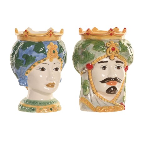 Cache-pot Home ESPRIT Vert Multicouleur Porcelaine 15 x 15 x 26.5 cm (2 Unités)