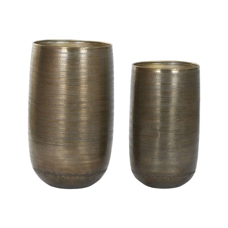Cache-pot Home ESPRIT Doré Argenté Aluminium Moderne 35 x 35 x 63 cm (2 Pièces)