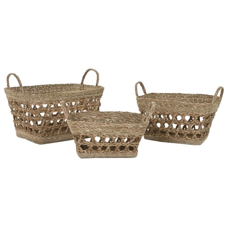Juego de Cestas Home ESPRIT Natural Hierba marina Tropical (3 Piezas)