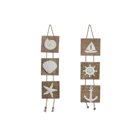 Decoración Colgante Home ESPRIT Blanco Natural Mediterráneo 15,5 x 4 x 80 cm (2 Unidades)