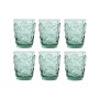 Set de Verres Home ESPRIT Turquoise Verre méditerranéen Avec relief 290 ml (6 Unités)