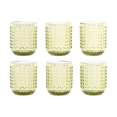 Set de Vasos Home ESPRIT Verde Cristal Con relieve 275 ml (6 Unidades)