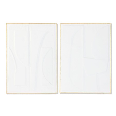 Décoration murale Home ESPRIT Blanc Doré Abstrait 72,7 x 2,5 x 100,5 cm (2 Unités)