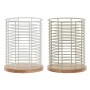 Panier à couverts Home ESPRIT Beige Gris Naturel Métal Bois d'hévéa 13,5 x 13,5 x 17 cm (2 Unités)