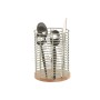Panier à couverts Home ESPRIT Beige Gris Naturel Métal Bois d'hévéa 13,5 x 13,5 x 17 cm (2 Unités)