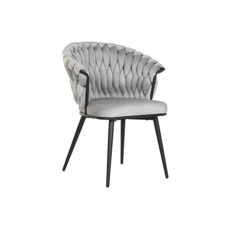 Silla de Comedor Home ESPRIT Negro Gris Poliéster Metal 60 x 66 x 84 cm 66 x 60 x 84 cm