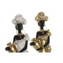 Figura Decorativa Home ESPRIT Blanco Negro Dorado Africana 10 x 7 x 31 cm (2 Unidades)