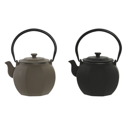 Théière Home ESPRIT Noir Beige Acier inoxydable Fer 780 ml (2 Unités)